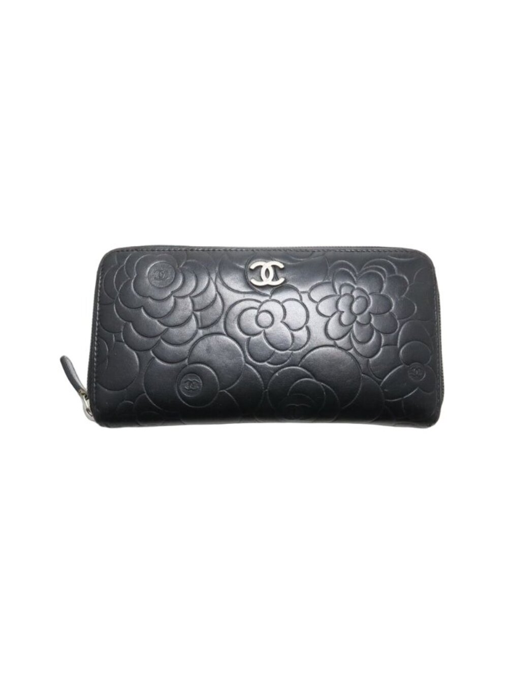 Chanel Camellia Leather Zip Around Wallet